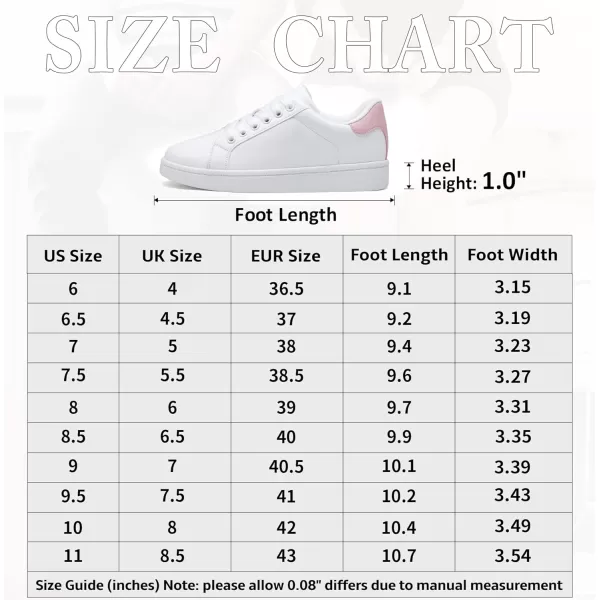 Vepose Womens 8003 Fashion Lace Up Comfortable Casual Tennis SneakersSneakers8003white Pink