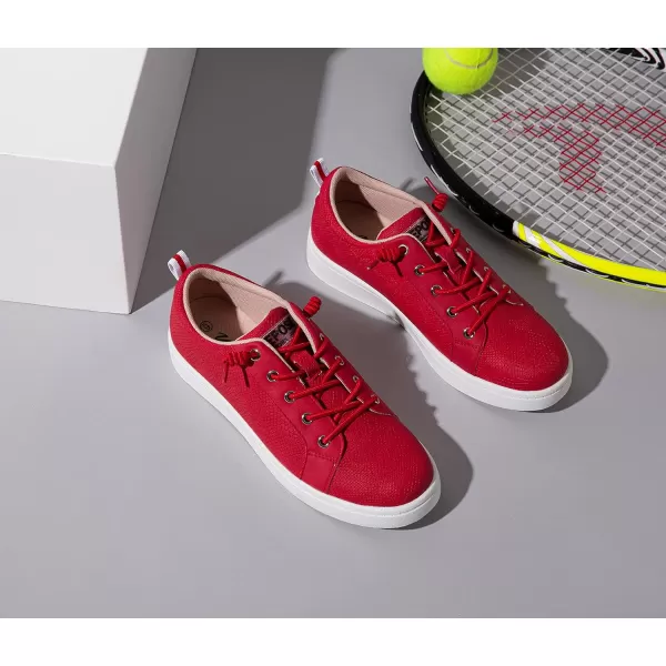 Vepose Womens 8003 Fashion Lace Up Comfortable Casual Tennis SneakersSport Casual8005red Embossed