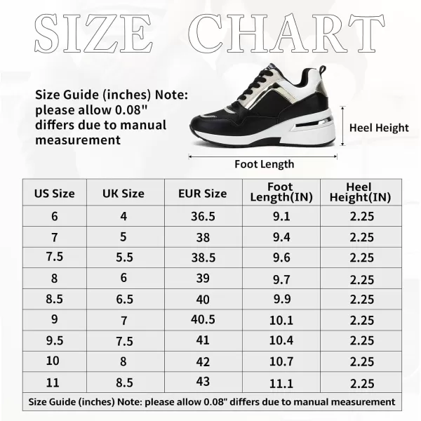 Vepose Womens 8026A Fashion Wedge SneakersArch Support High Heel Tennis Shoes ShoesSneaker 8026ablack