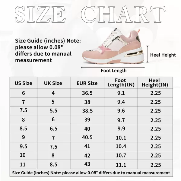 Vepose Womens 8026A Fashion Wedge SneakersArch Support High Heel Tennis Shoes ShoesSneaker 8026apink