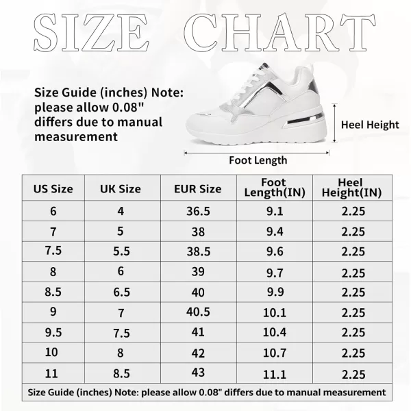 Vepose Womens 8026A Fashion Wedge SneakersArch Support High Heel Tennis Shoes ShoesSneaker8026awhite