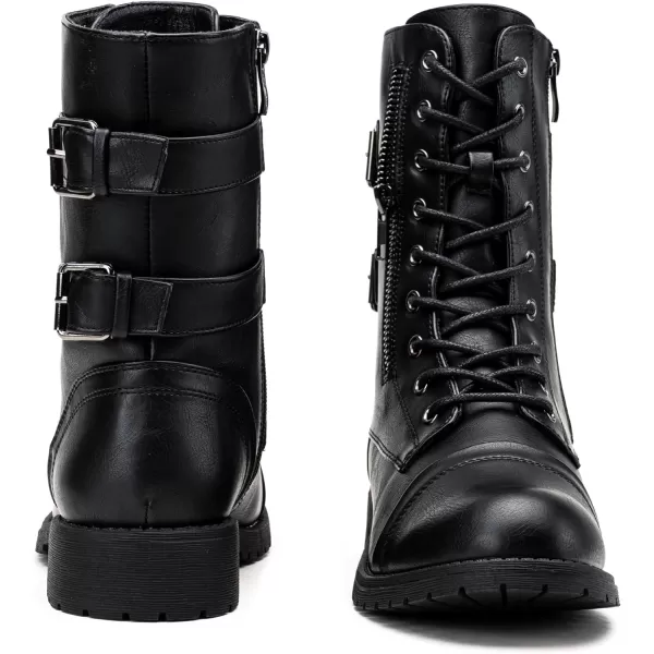 Vepose Womens 928 Military Combat Boots Mid Calf Bootswith Card Knife Wallet PocketAhigh Combat929black