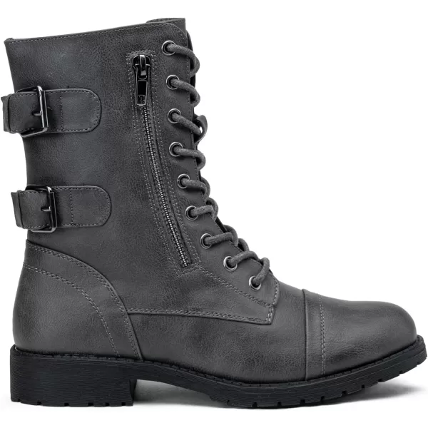 Vepose Womens 928 Military Combat Boots Mid Calf Bootswith Card Knife Wallet PocketHigh Combat929grey