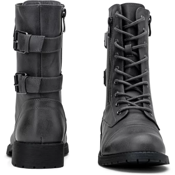 Vepose Womens 928 Military Combat Boots Mid Calf Bootswith Card Knife Wallet PocketHigh Combat929grey