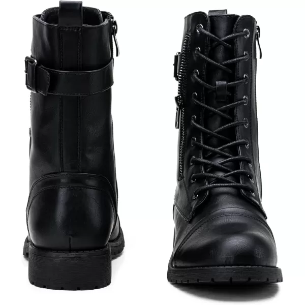 Vepose Womens 928 Military Combat Boots Mid Calf Bootswith Card Knife Wallet PocketMilitary928black