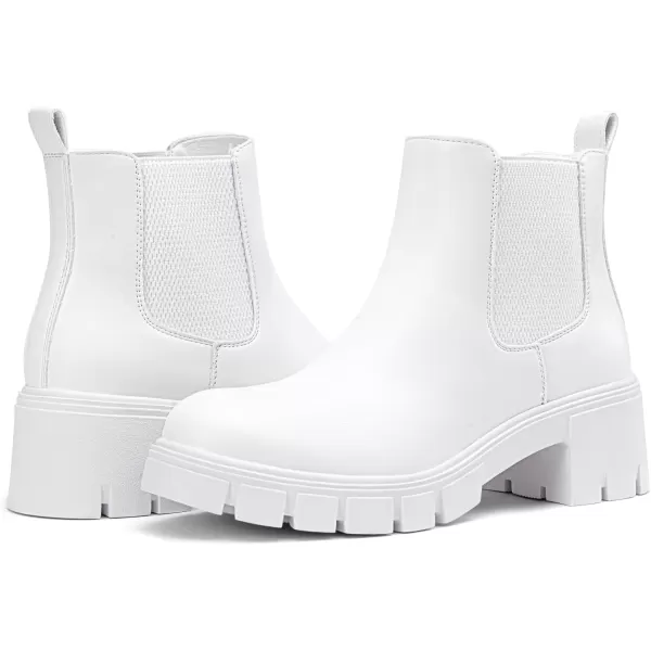 Vepose Womens 936 Lug Sole Platform Chelsea Ankle Boots Combat Fall BootiesClassic936allwhite