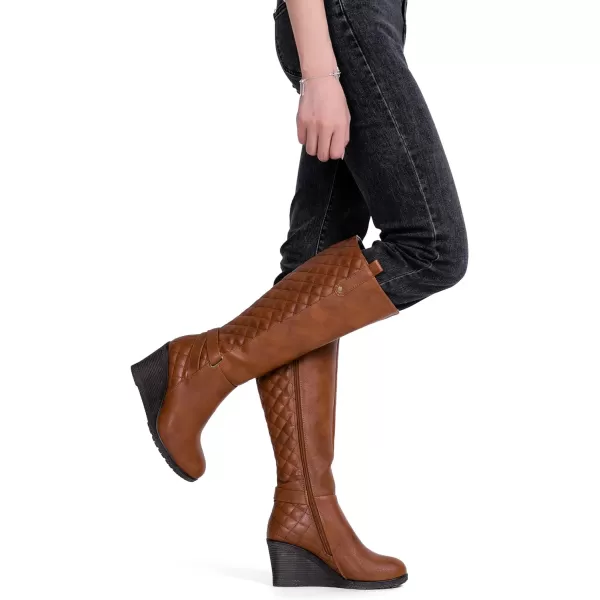 Vepose Womens 9652  Knee High Boots  Wedge Calf Boot with Side ZipperWedge Knee Boots9652brown