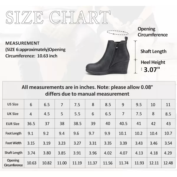 Vepose Womens 9678 Wedge Ankle Boots 3 inches Wedge Heel Chelsea Booties with Side Zipper for LadiesWedge Chelsea9678grey