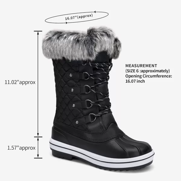 Vepose Womens 970A971A Mid Calf BootsWaterproof Insulated Snow Tall Boots Laces Warm Fur ShoesInsulated Boots971ablack