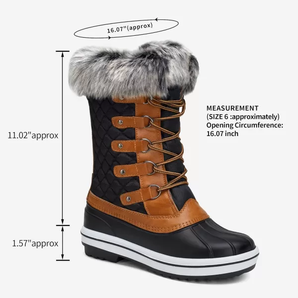 Vepose Womens 970A971A Mid Calf BootsWaterproof Insulated Snow Tall Boots Laces Warm Fur ShoesInsulated Boots971ablackBrown