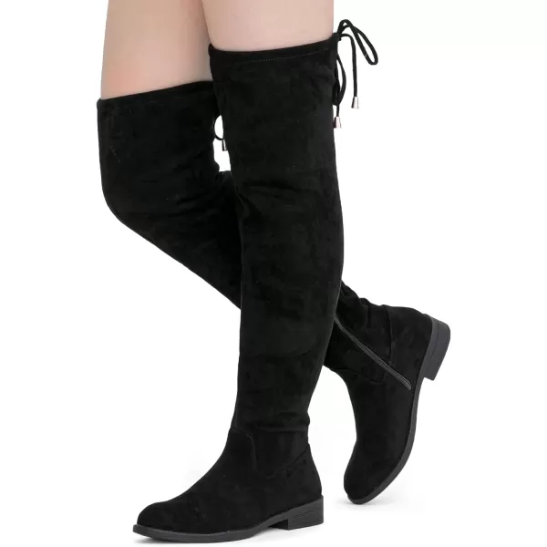 Vepose Womens 998 Suede Over the Knee High Boots Low Flat Heel Thigh High Boots for WomenKnee High998black