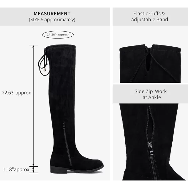 Vepose Womens 998 Suede Over the Knee High Boots Low Flat Heel Thigh High Boots for WomenKnee High998black