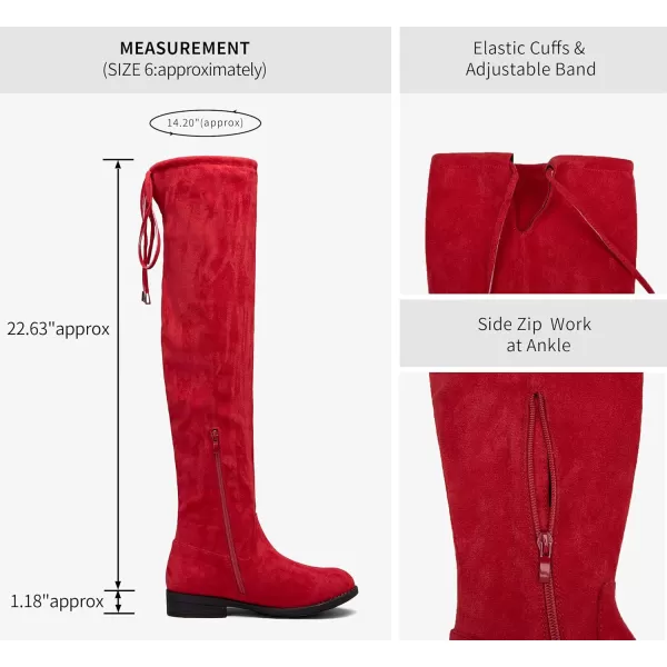 Vepose Womens 998 Suede Over the Knee High Boots Low Flat Heel Thigh High Boots for WomenKnee High998red