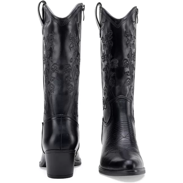 Vepose Womens CZR9803 Cowgirl MidCalf BootsCowboyczr9803blackzz