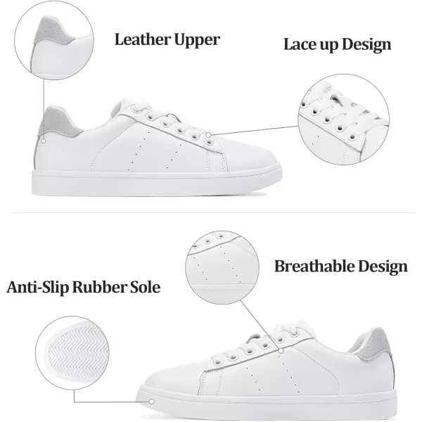 Vepose Womens Fashion Sneakers Casual Shoes Comfortable Dress Sneaker 20Leather Sneakers8002lwhite Grey