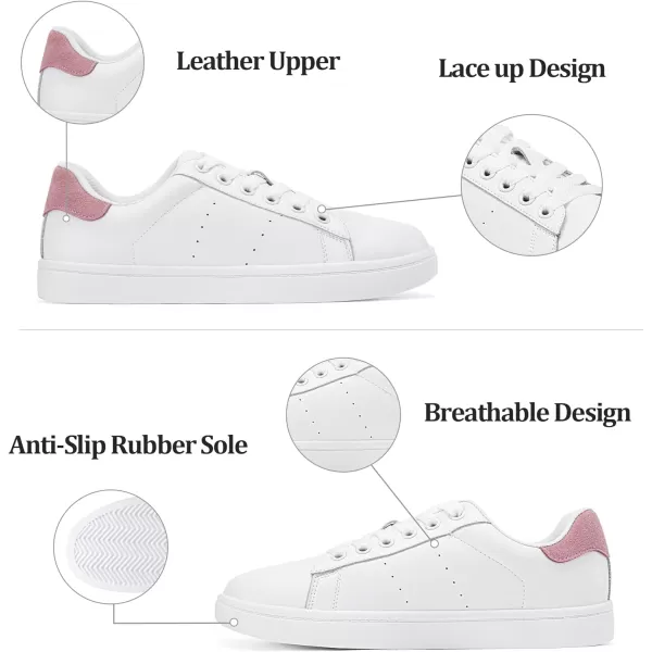 Vepose Womens Fashion Sneakers Casual Shoes Comfortable Dress Sneaker 20Leather Sneakers8002lwhite Pink