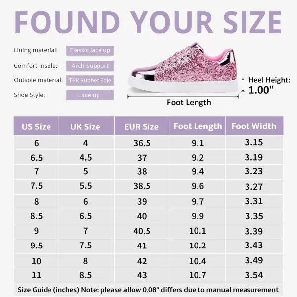 Vepose Womens Fashion Sneakers Casual Shoes Comfortable Dress Sneaker 20Sneakers Bling8002gpink Glitter