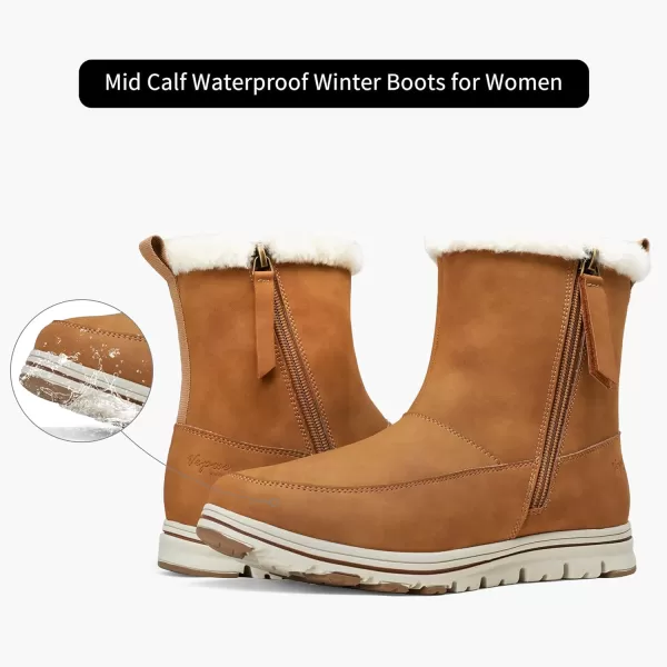 Vepose Womens Fashion Snow Ankle Boots Windbreak Warm Booties WaterproofOuter Zipper963brown