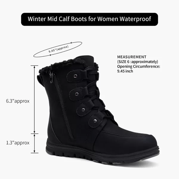 Vepose Womens Fashion Snow Ankle Boots Windbreak Warm Booties WaterproofTie Snow965black