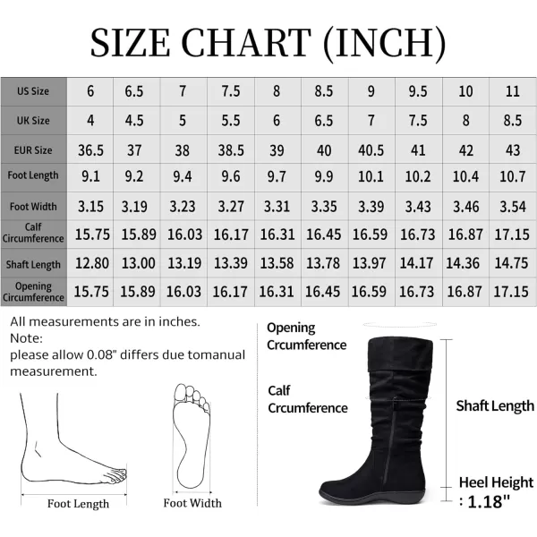 Vepose Womens Knee High Comfortable Boots Suede Slouch Flat Boots for WomenSlouch Suede Boots942 Black