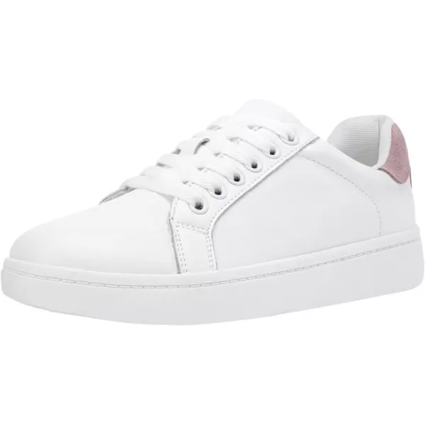 Vepose Womens 8003 Fashion Lace Up Comfortable Casual Tennis SneakersBleather Sneakerswhite Pink