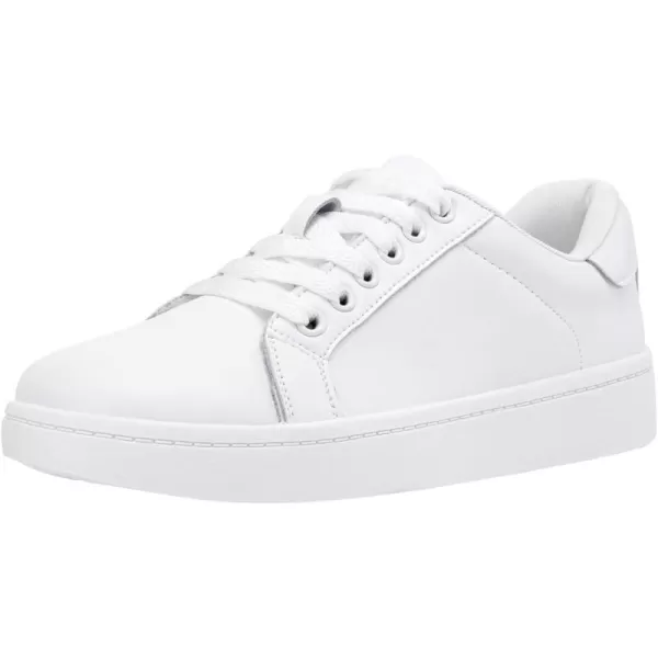 Vepose Womens 8003 Fashion Lace Up Comfortable Casual Tennis SneakersLeather Sneakerswhite