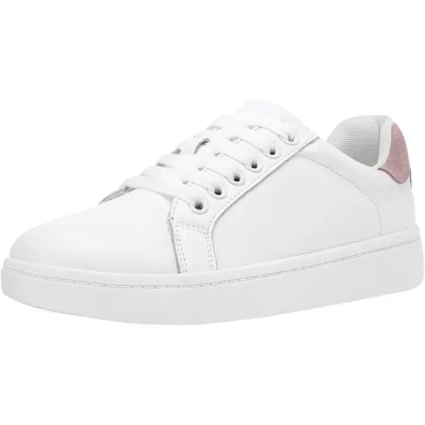 Vepose Womens 8003 Fashion Lace Up Comfortable Casual Tennis SneakersLeather Sneakerswhite Pink