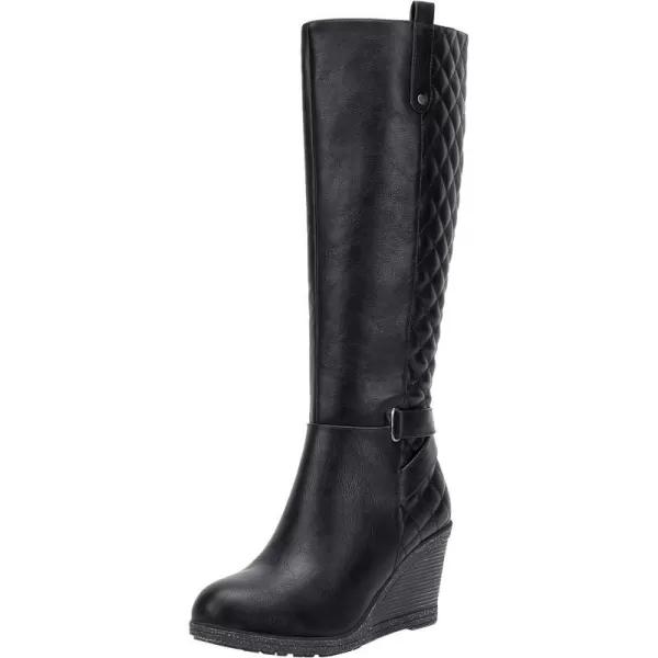 Wedge Knee Boots-9652-black