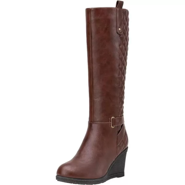 Wedge Knee Boots-9652-cognac