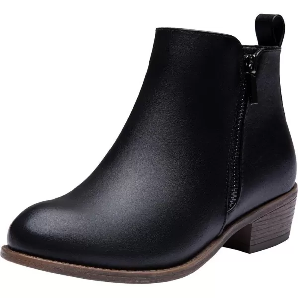 Vepose Womens Ankle Boots Low Heel Casual Boot Round Toe Zipper Booties for Women1050black