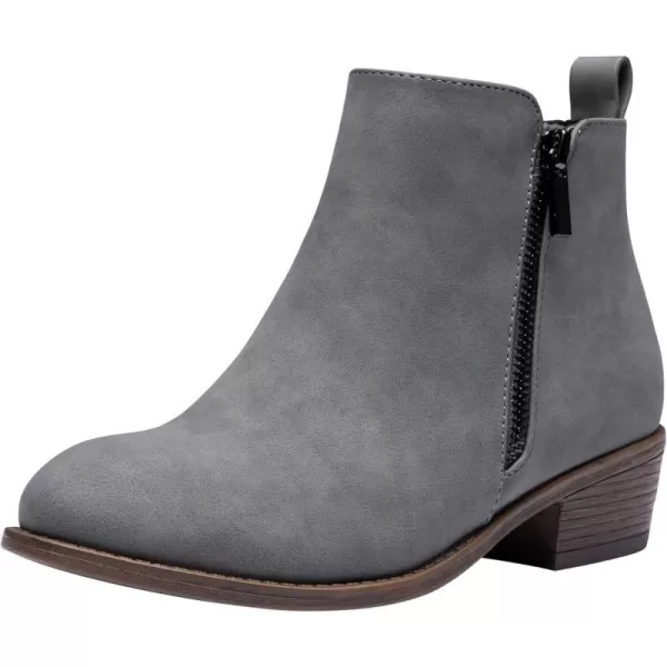 Vepose Womens Ankle Boots Low Heel Casual Boot Round Toe Zipper Booties for Women1050grey