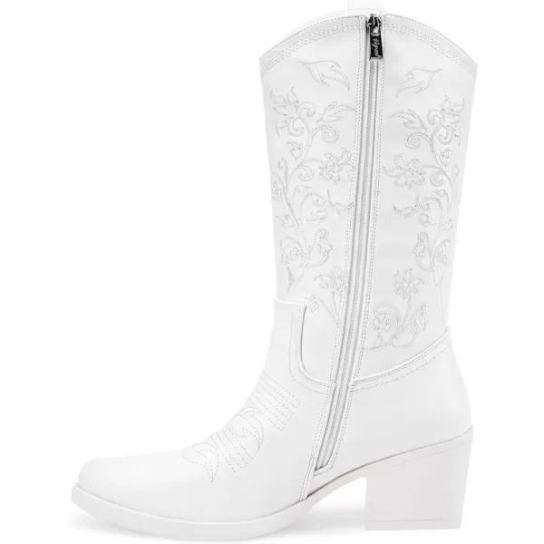 Vepose Womens CZR9803 Cowgirl MidCalf BootsCowboyczr9803whitezz