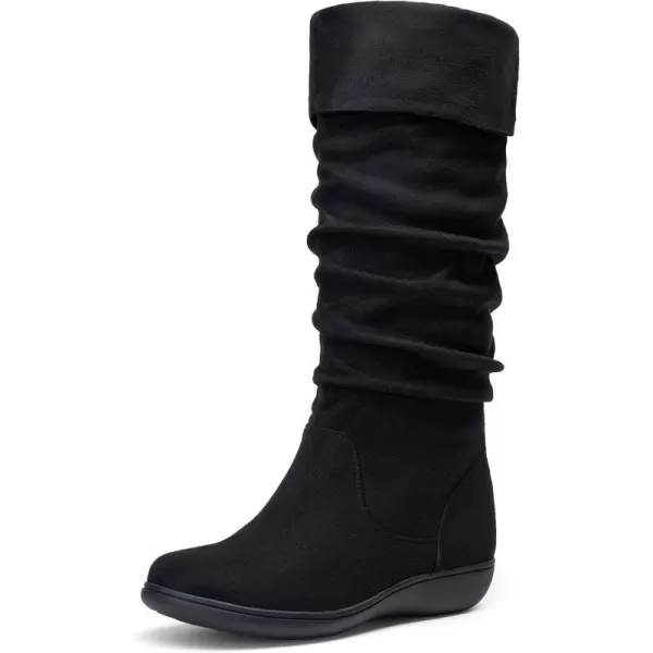 Slouch Suede Boots-942- Black