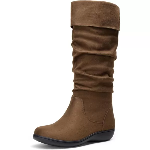 Slouch Suede Boots-942- Brown