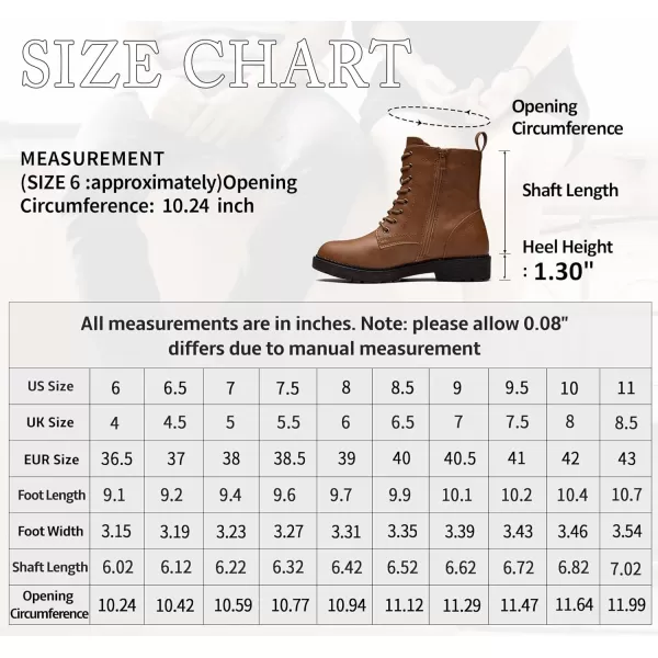 Vepose Womens 25 Combat Ankle Boots Lace up Inner Zipper Mid Calf Booties for LadyZipper Combat925brown