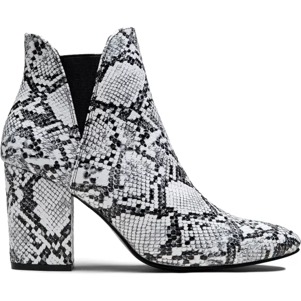 Vepose Womens 9630nbspSlip On Chelsea Chunky Stacked BlocknbspHeel Ankle Boots Heel Booties With ZipperLow Heel9630snake