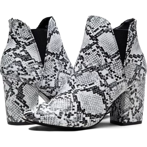 Vepose Womens 9630nbspSlip On Chelsea Chunky Stacked BlocknbspHeel Ankle Boots Heel Booties With ZipperLow Heel9630snake