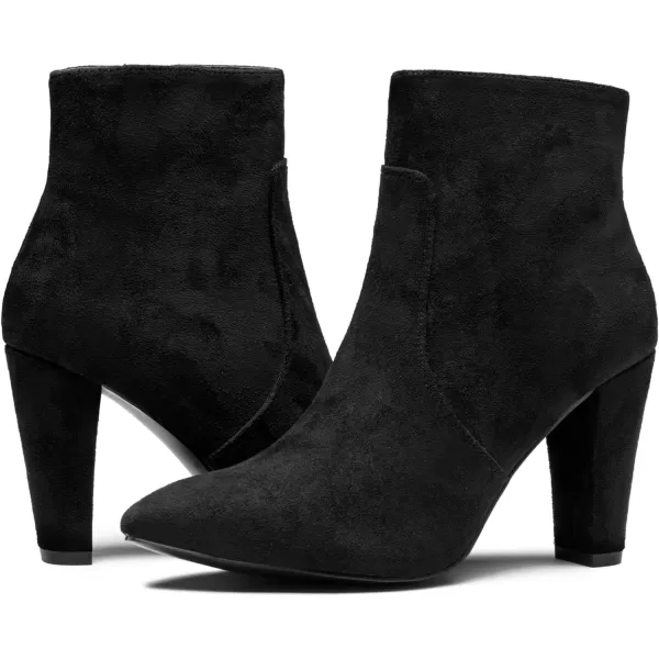 Vepose Womens 9633 Ankle Boots Fashion Stiletto High Heel Booties Dress Point Toe BootDress Boots9633black Suede