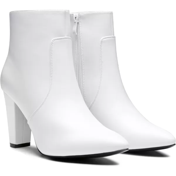 Vepose Womens 9633 Ankle Boots Fashion Stiletto High Heel Booties Dress Point Toe BootDress Boots9633white Pu