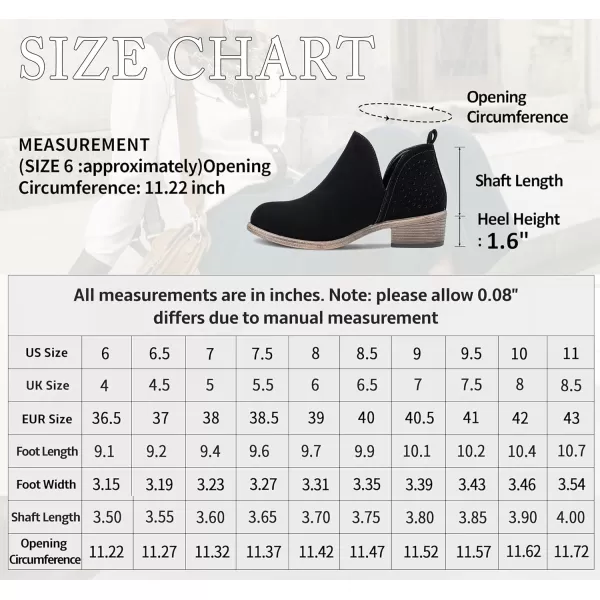 Vepose Womens Ankle Boots Low Heels Chunky Cutout BootiesPerforated Western ShoesPerforated912black Nubuck