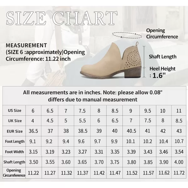 Vepose Womens Ankle Boots Low Heels Chunky Cutout BootiesPerforated Western ShoesPerforated912tan Nubuck