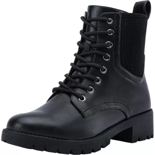 Vepose Womens 916  Ankle Boots  Combat Boots  Laceup Booties with Inside ZipperChelsea Laces916black