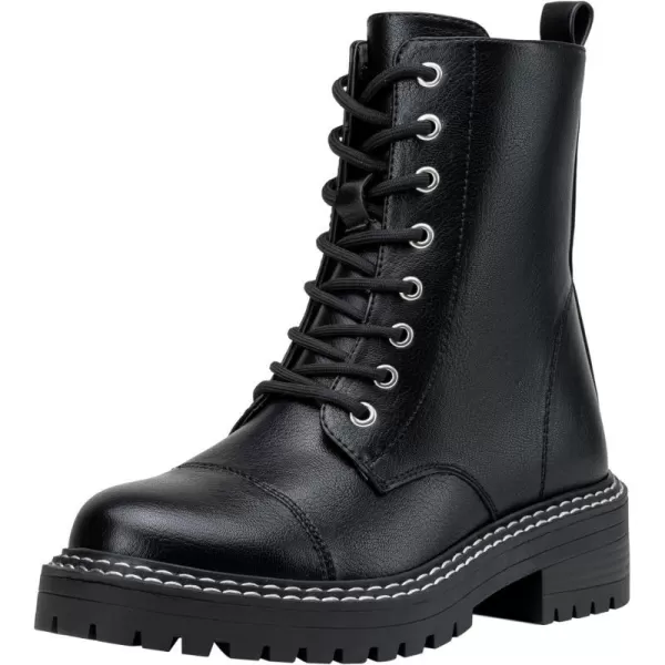 Vepose Womens 9629 Fashion Combat Ankle Boots Lace up Booties with Inner ZipperCasual9629black