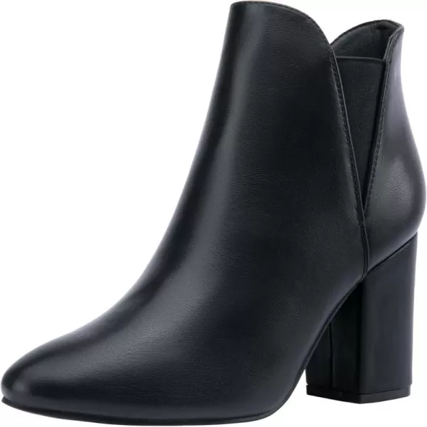 Vepose Womens 9630 Slip On Chelsea Chunky Stacked Block Heel Ankle Boots Heel Booties With ZipperLow Heel9630black