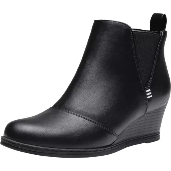 Vepose Womens Ankle Boots Wedge Heel Booties Casual Shoes for WomenChelsea Boots937black