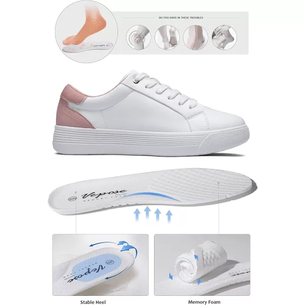 Vepose Womens 8012 Lace Up ClassicnbspFashion SneakersnbspComfortable CutenbspShoesCasual Sneakers8015white Pink