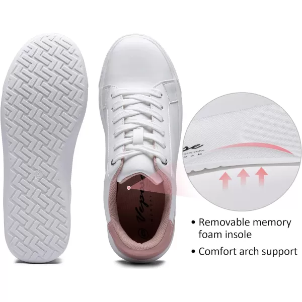 Vepose Womens 8012 Lace Up ClassicnbspFashion SneakersnbspComfortable CutenbspShoesCasual Sneakers8015white Pink