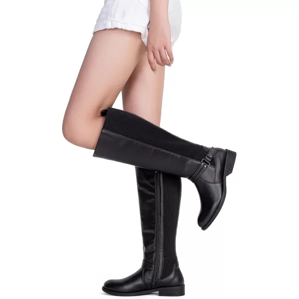 Vepose Womens 955 Comfort Tall Knitted Riding Knee High BootsKnitting Boots955black