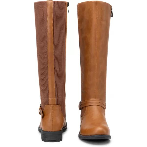 Vepose Womens 955 Comfort Tall Knitted Riding Knee High BootsKnitting Boots955camel Brown