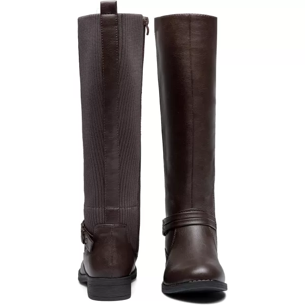 Vepose Womens 955 Comfort Tall Knitted Riding Knee High BootsKnitting Boots955coffee